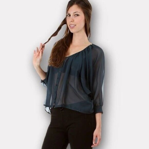 *Clearance* NYMPHE Green Chiffon Blouse - Picture 2 of 3